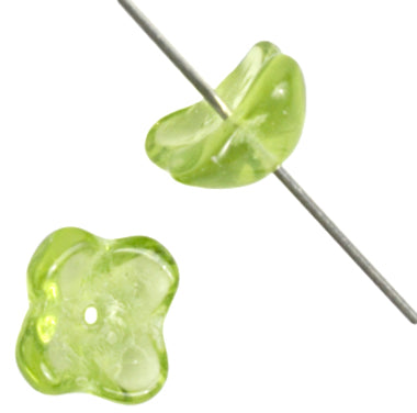 Glass Cupped Flower 8mm Strung Center Hole Transparent