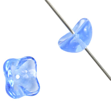 Glass Cupped Flower 8mm Strung Center Hole Transparent