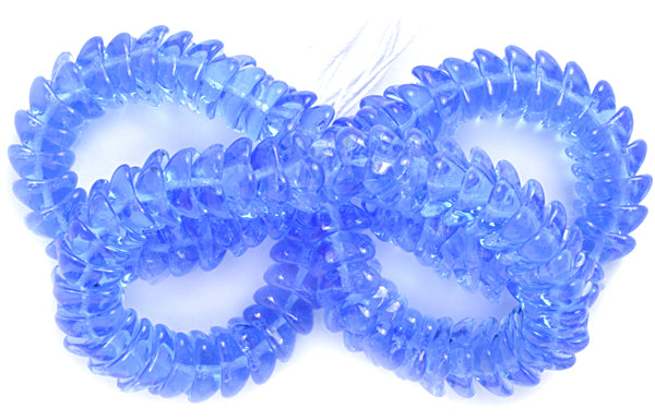 Glass Cupped Flower 8mm Strung Center Hole Transparent