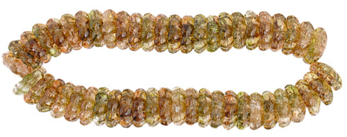 Glass Bead Flower 11mm Strung Center Hole 2-Tone Green/Brown