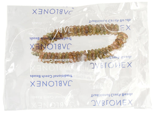 Glass Bead Flower 11mm Strung Center Hole 2-Tone Green/Brown