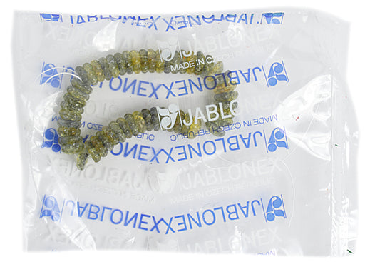 Glass Bead Flower 11mm Strung Center Hole Green/Yellow/Grey