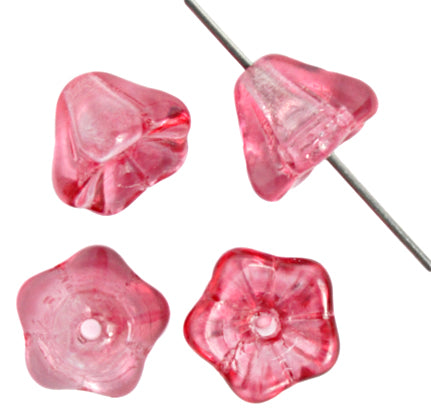 Glass Bead Bell Flower 6x8mm Fuchsia