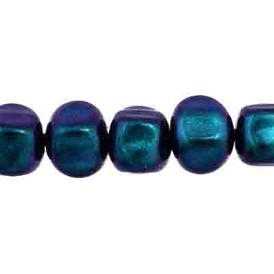 Glass 8x9mm Shaped Cube Beads Metallic Strung