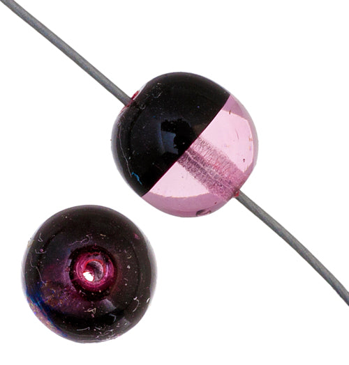 Glass 8mm Two-Tone Round Beads Strung