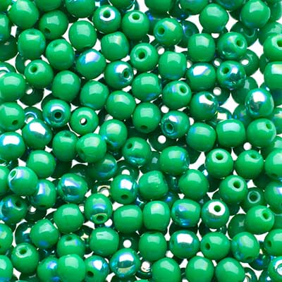 Czech Druk Beads Opaque Green AB