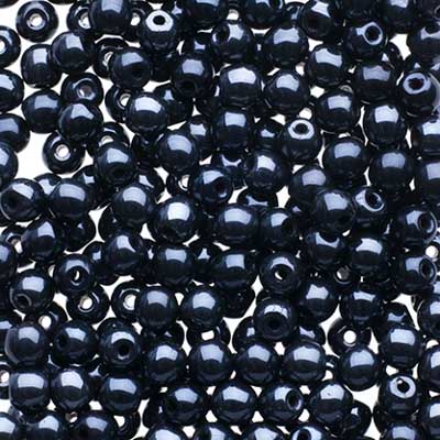 Czech Druk Beads Opaque Jet Hematite x2