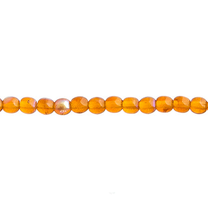 Czech Druk Beads Transparent Topaz AB