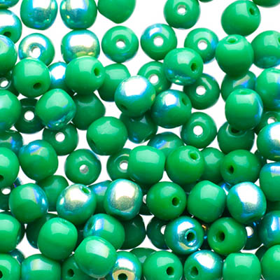 Czech Druk Beads Opaque Green AB