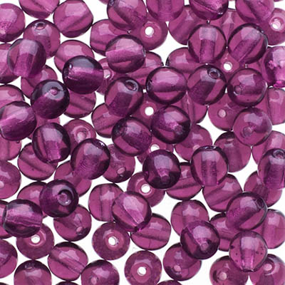 Czech Druk Beads Transparent Amethyst