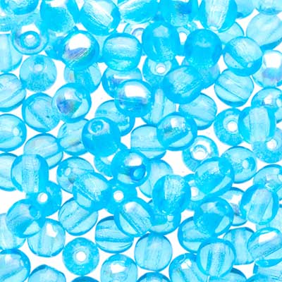 Czech Druk Beads Transparent Aqua AB