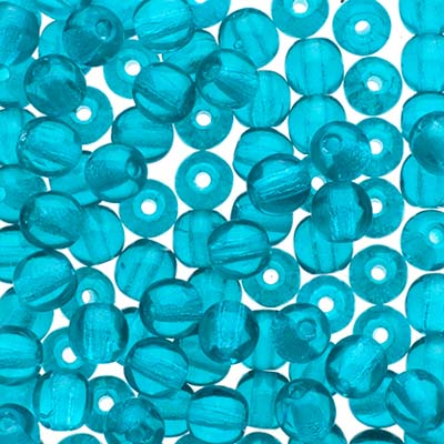Czech Druk Beads Transparent Blue Zircon