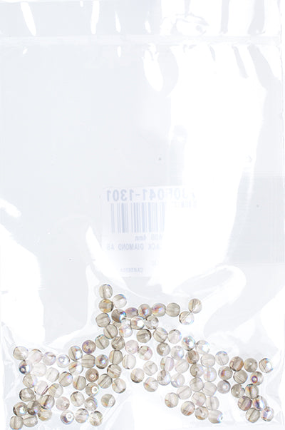 Czech Druk Beads Transparent Black Diamond AB