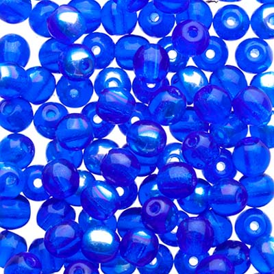 Czech Druk Beads Transparent Sapphire AB