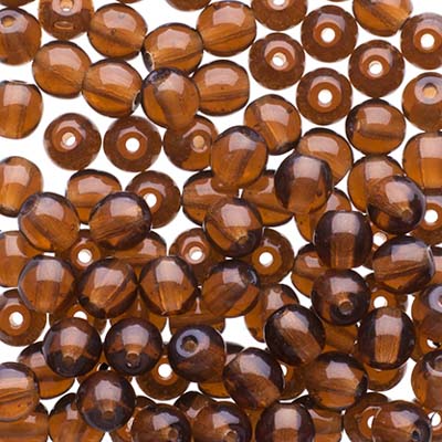 Czech Druk Beads Transparent Smoked Topaz