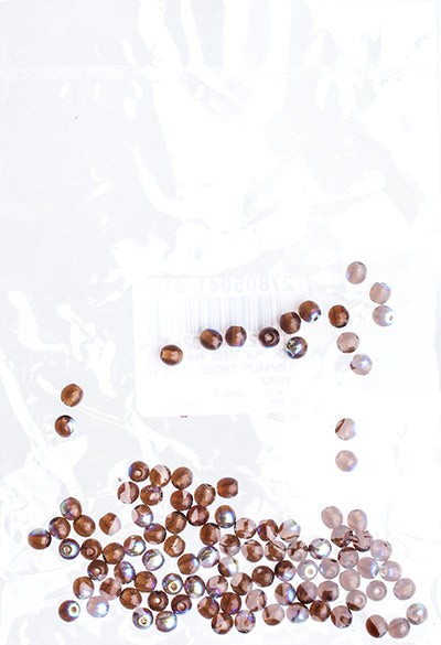 Czech Druk Beads Transparent Smoked Topaz AB