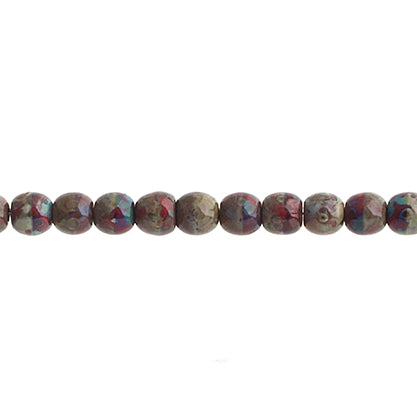 Czech Druk Beads Opaque Red Travertine