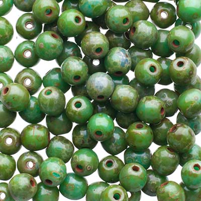 Czech Druk Beads Opaque Turquoise Travertine