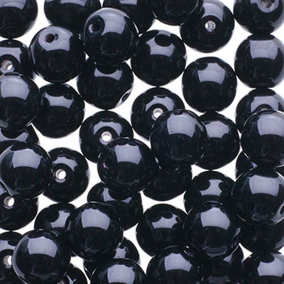 Czech Druk Beads Opaque Jet