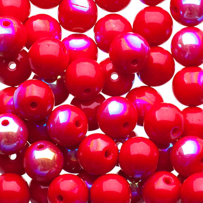 Czech Druk Beads Opaque Dark Red AB