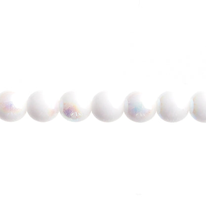 Czech Druk Beads Opaque Chalk White AB