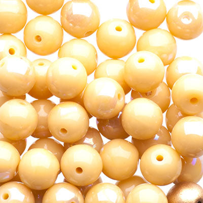 Czech Druk Beads Opaque Ivory AB