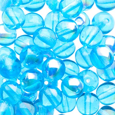 Czech Druk Beads Transparent Aqua AB