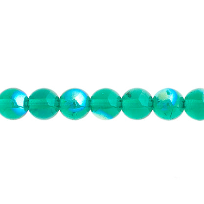 Czech Druk Beads Transparent Emerald AB