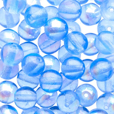 Czech Druk Beads Transparent Light Sapphire AB