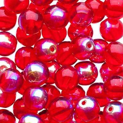 Czech Druk Beads Transparent Siam AB