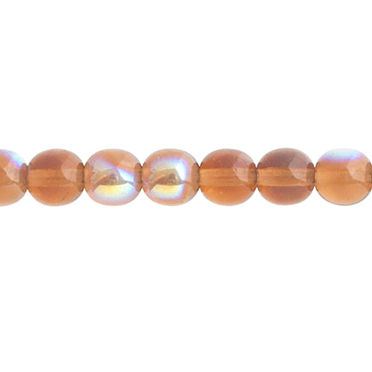 Czech Druk Beads Transparent Smoked Topaz AB
