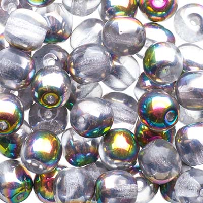 Czech Druk Beads Transparent Crystal Medium Vitrail