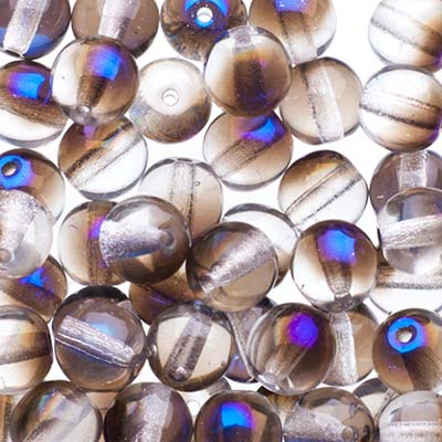 Czech Druk Beads Transparent Crystal Azuro