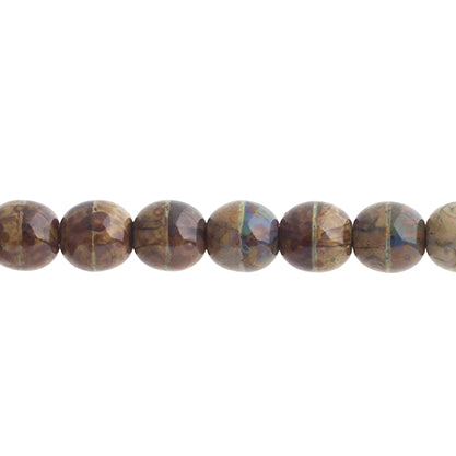 Czech Druk Beads Opaque Olivine Travertine