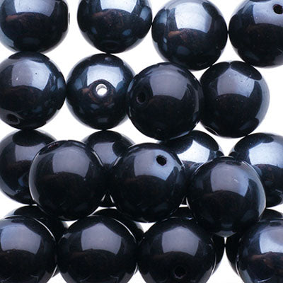 Czech Druk Beads Opaque Jet Hematite