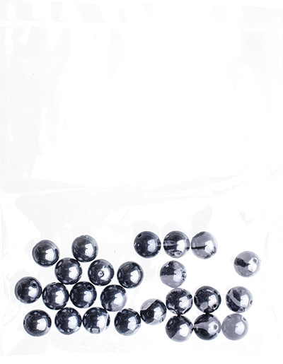 Czech Druk Beads Opaque Jet Hematite x2