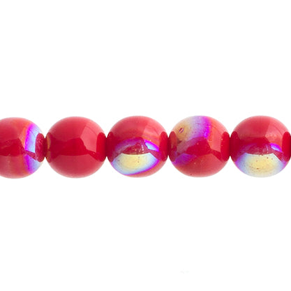 Czech Druk Beads Opaque Dark Red AB