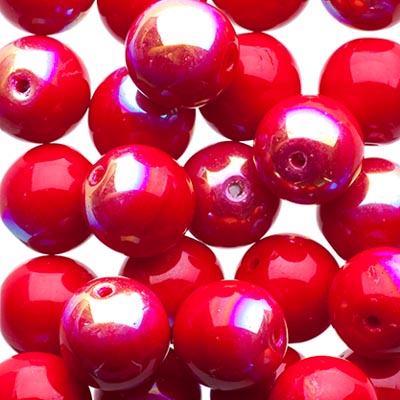 Czech Druk Beads Opaque Dark Red AB