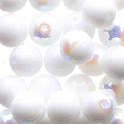 Czech Druk Beads Opaque Chalk White AB