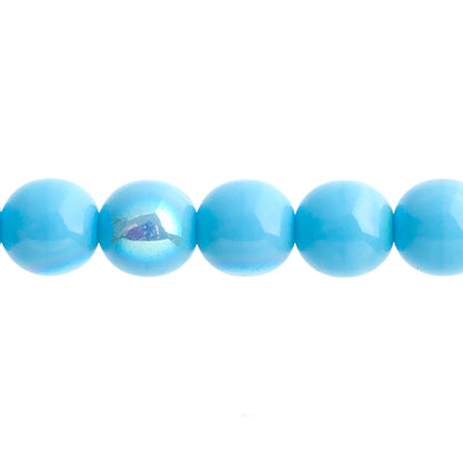 Czech Druk Beads Opaque Blue Turquoise AB