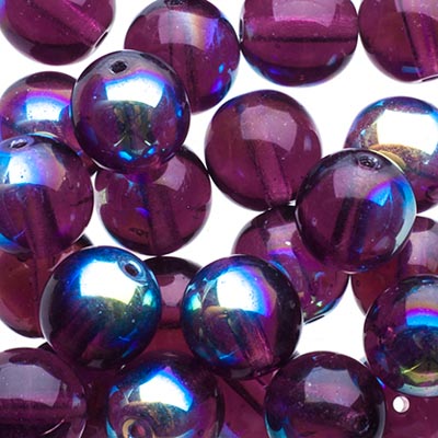 Czech Druk Beads Transparent Amethyst AB