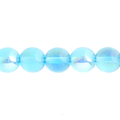 Czech Druk Beads Transparent Aqua AB