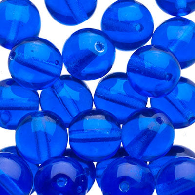 Czech Druk Beads Transparent Capri Blue