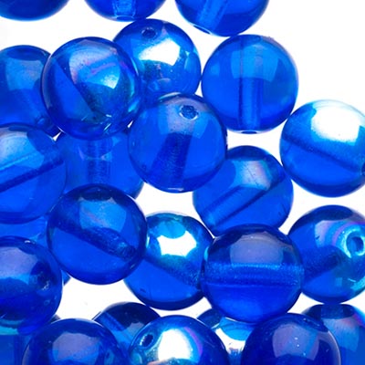Czech Druk Beads Transparent Capri Blue AB
