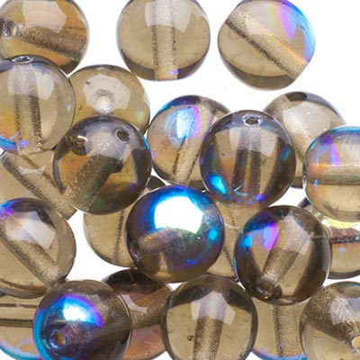 Czech Druk Beads Transparent Black Diamond AB