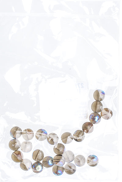 Czech Druk Beads Transparent Black Diamond AB