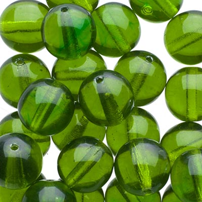 Czech Druk Beads Transparent Olivine