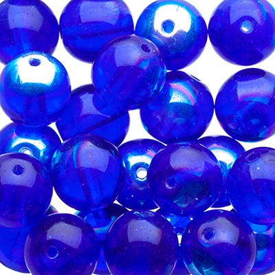 Czech Druk Beads Transparent Sapphire AB