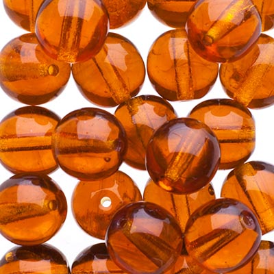 Czech Druk Beads Transparent Topaz