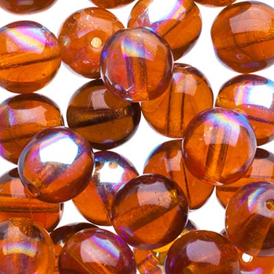 Czech Druk Beads Transparent Topaz AB